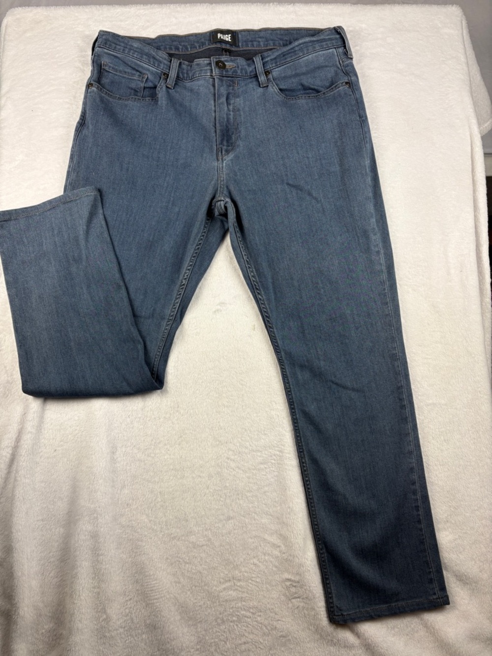 PAIGE Federal Jeans Womens 34 Blue Straight Leg Stretch Denim Mid Wash Premium